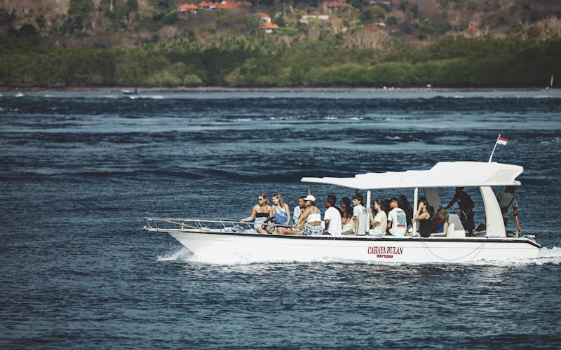 Tourist boat cruising in clear Bali waters